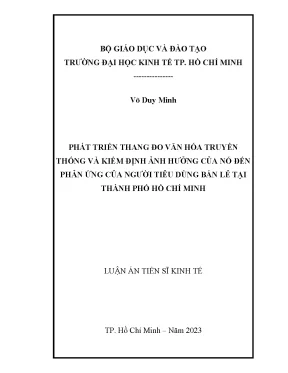 Luận án tiến sĩ kinh tế phát triển thang đo văn hóa truyền thống và kiểm định ảnh hưởng của nó đến phản ứng của người tiêu dùng bán lẻ tại thành phố hồ chí minh