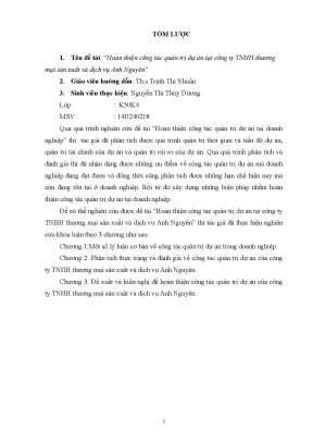 Luận văn hoàn thiện công tác quản trị dự án tại công ty tnhh thương mại sản xuất và dịch vụ anh nguyên