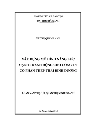 Luận văn thạc sĩ xây dựng mô hình năng lực cạnh tranh động cho công ty cổ phần thép thái bình dương