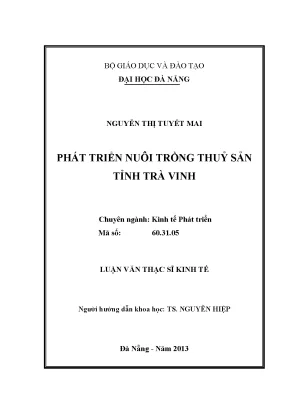 Luận văn thạc sĩ phát triển nuôi trồng thủy sản tỉnh trà vinh