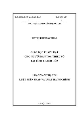 Luận văn thạc sĩ luật hiến pháp và luật hành chính giáo dục pháp luật cho người dân tộc thiểu số tại tỉnh thanh hóa