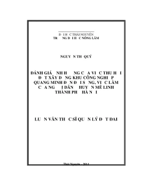 Luận văn đánh giá ảnh hưởng của việc thu hồi đất xây dựng khu công nghiệp quang minh đến đời sống việc làm của người dân ở huyện mê linh thành phố hà nội
