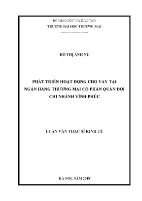 Luận văn phát triển hoạt động cho vay tại ngân hàng thương mại cổ phần quân đội chi nhánh vĩnh phúc