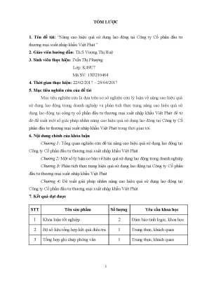 Luận văn tmu nâng cao hiệu quả sử dụng lao động tại công ty cổ phần đầu tƣ thƣơng mại xuất nhập khẩu việt phát