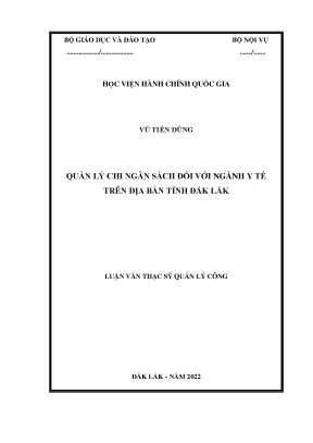 Luận văn thạc sĩ quản lý công quản lý chi ngân sách đối với ngành y tế trên địa bàn tỉnh đắk lắk