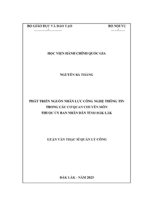 Luận văn thạc sĩ phát triển nguồn nhân lực công nghệ thông tin trong các cơ quan chuyên môn thuộc ủy ban nhân dân tỉnh đắk lắk