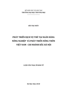Luận văn phát triển dịch vụ thẻ tại ngân hàng nông nghiệp và phát triển nông thôn việt nam chi nhánh bắc hà nội