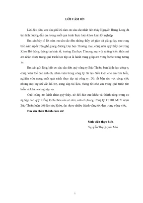 Luận văn phân tích thiết kế hệ thống thông tin quản lý kho vật tƣ tại công ty tnhh mtv nhựa bảo thiên
