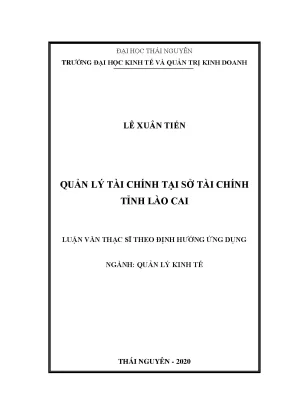 Luận văn thạc sĩ quản lý kinh tế quản lý tài chính tại sở tài chính tỉnh lào cai