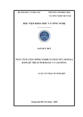 Luận văn thạc sĩ sinh học phân tích cộng đồng vi khuẩn phân hủy rơm rạ bằng kỹ thuật pcr dgge và tạo dòng