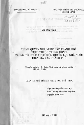 Luận án chính quyền nhà nước cấp thành phố trực thuộc trung ương