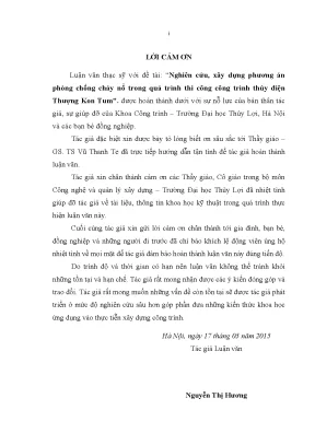 Luận văn thạc sĩ nghiên cứu xây dựng phương án phòng chống cháy nổ trong quá trình thi công công trình thủy điện thượng kon tum