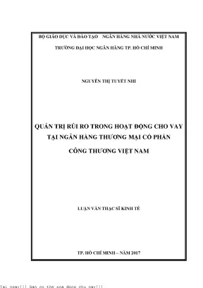 Quản trị rủi ro trong hoạt động cho vay tại ngân hàng thương mại cổ phần công thương việt nam luận văn thạc sĩ kinh tế