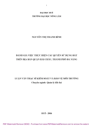 Luận văn thạc sĩ đánh giá việc thực hiện các quyền sử dụng đất trên địa bàn quận hải châu thành phố đà nẵng