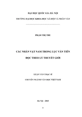 Luận văn thạc sĩ các nhân vật nam trong lục vân tiên đọc theo lý thuyết giới