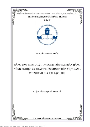 Nâng cao hiệu quả huy động vốn tại ngân hàng nông nghiệp và phát triển nông thôn việt nam chi nhánh giá rai bạc liêu luận văn thạc sĩ kinh tế