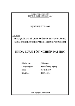Luận văn hiệu quả kinh tế chăn nuôi lợn thịt của các hộ nông dân phường hợp minh thành phố yên bái