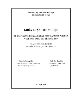 Luận văn xúc tiến xuất khẩu mặt hàng cà phê của việt nam sang thị trường eu