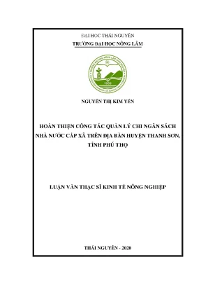 Luận văn hoàn thiện công tác quản lý chi ngân sách nhà nước cấp xã trên địa bàn huyện thanh sơn tỉnh phú thọ