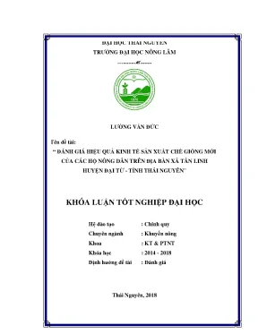 Luận văn đánh giá hiệu quả kinh tế sản xuất chè giống của các hộ nông dân trên địa bàn xã tân linh huyện đại từ tỉnh thái nguyên
