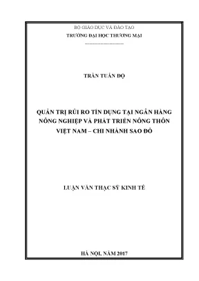 Luận văn quản trị rủi ro tín dụng tại ngân hàng nông nghiệp và phát triển nông thôn việt nam chi nhánh sao đỏ