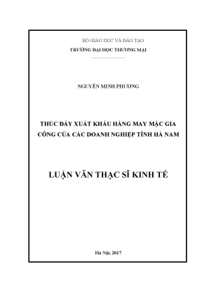 Luận văn thúc đẩy xuất khẩu hàng may mặc gia công của các doanh nghiệp tỉnh hà nam