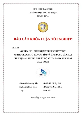 Luận văn thạc sĩ nghiên cứu điều kiện tối ưu chiết tách anthocyanin từ bắp cải tím và ứng dụng làm chất chỉ thị màu trong chuẩn độ axit bazo sản xuất giấy đo ph