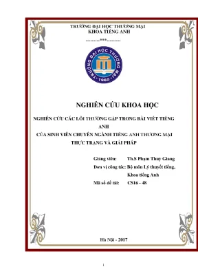 Luận văn nghiên cứu các lỗi thường gặp trong bài viết tiếng anh của sinh viên chuyên ngành tiếng anh thương mại thực trạng và giải pháp