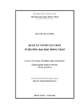 Luận văn quản lý cơ sở vật chất ở trường đại học đồng tháp