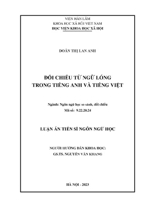 Luận án tiến sĩ ngôn ngữ học đối chiếu từ ngữ lóng trong tiếng anh và tiếng việt