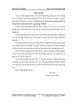 Luận văn quản trị rủi ro tín dụng tại phòng giao dịch lê trọng tấn chi nhánh kinh đô ngân hàng vpbank