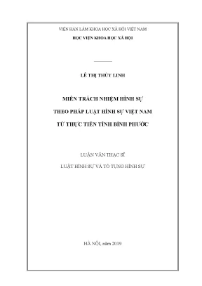 Luận văn thạc sĩ miễn trách nhiệm hình sự theo pháp luật hình sự việt nam từ thực tiễn tỉnh bình phước