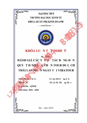 Luận văn thạc sĩ đánh giá các yếu tố tác động đến quyết định lựa chọn tour du lịch thái lan ngắn ngày tại viratour