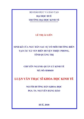 Luận văn thạc sĩ sinh kế của ngư dân sau sự cố môi trường biển tại các xã ven biển huyện triệu phong tỉnh quảng trị