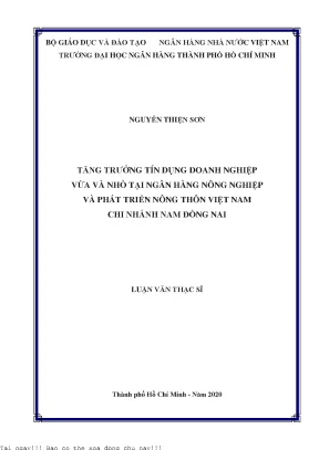 Tăng trưởng tín dụng doanh nghiệp vừa và nhỏ tại ngân hàng nông nghiệp và phát triển nông thôn việt nam chi nhánh nam đồng nai luận văn thạc sĩ tài chính ngân hàng