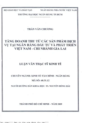 Tăng doanh thu từ các sản phẩm dịch vụ tại ngân hàng đầu tư và phát triển việt nam chi nhánh gia lai luận văn thạc sĩ kinh tế