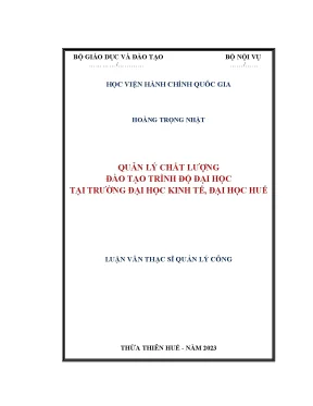 Luận văn thạc sĩ quản lý công quản lý chất lượng đào tạo trình độ đại học tại trường đại học kinh tế đại học huế