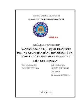 Luận văn nâng cao năng lực cạnh tranh của dịch vụ giao nhận hàng hóa quốc tế tại công ty cổ phần giao nhận vận tải liên kết biển xanh