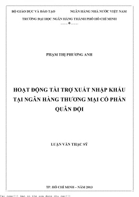 Hoạt động tài trợ xuất nhập khẩu tại ngân hàng thương mại cổ phần quân đội luận văn thạc sĩ kinh tế