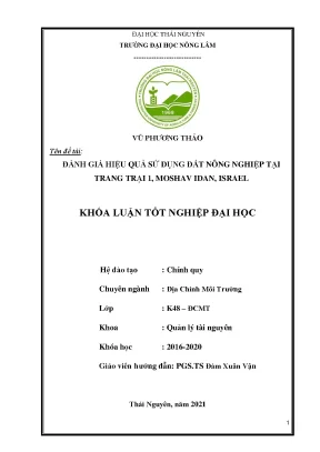 Luận văn đánh giá hiệu quả sử dụng đất nông nghiệp tại trang trại 1 moshav idan israel