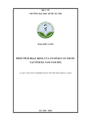 Luận văn thạc sĩ phân tích hoạt động của cơ sở bán lẻ thuốc tại tỉnh hà nam năm 2012