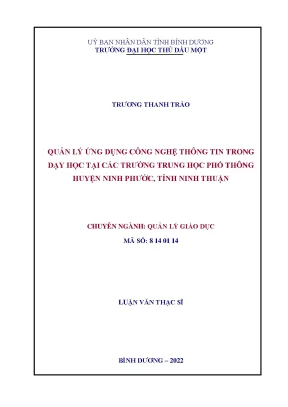 Luận văn thạc sĩ quản lý ứng dụng công nghệ thông tin trong dạy học ở các trường trung học phổ thông huyện ninh phước tỉnh ninh thuận