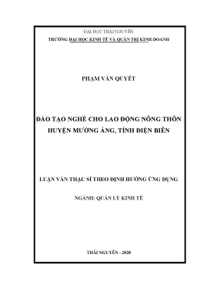 Luận văn thạc sĩ đào tạo nghề cho lao động nông thôn huyện mường ảng tỉnh điện biên