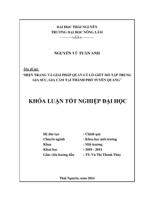 Luận văn hiện trạng và giải pháp quản lý lò giết mổ tập trung gia súc gia cầm tại thành phố tuyên quang