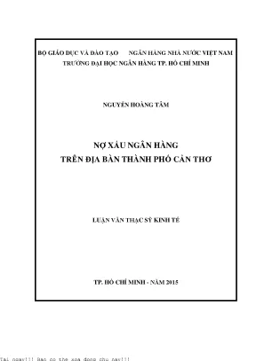 Nợ xấu ngân hàng trên địa bàn thành phố cần thơ luận văn thạc sĩ tài chính ngân hàng