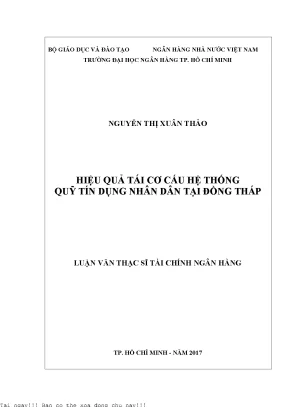 Hiệu quả tái cơ cấu hệ thống quỹ tín dụng nhân dân tại đồng tháp luận văn thạc sĩ kinh tế