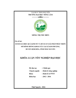 Luận văn đánh giá hiệu quả kinh tế và đề xuất giải pháp phát triển mô hình trồng khoai tây tại xã kim phượng huyện định hóa tỉnh thái nguyên