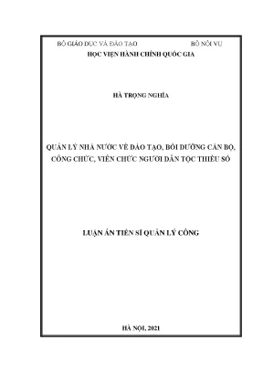Luận án tiến sĩ quản lý công quản lý nhà nước về đào tạo bồi dưỡng cán bộ công chức viên chức người dân tộc thiểu số
