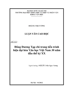 Luận văn thạc sĩ đông dương tạp chí trong tiến trình hiện đại hóa văn học việt nam 30 năm đầu thế kỷ xx