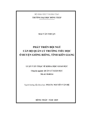 Luận văn phát triển đội ngũ cán bộ quản lý trường tiểu học ở huyện giồng riềng tỉnh kiên giang